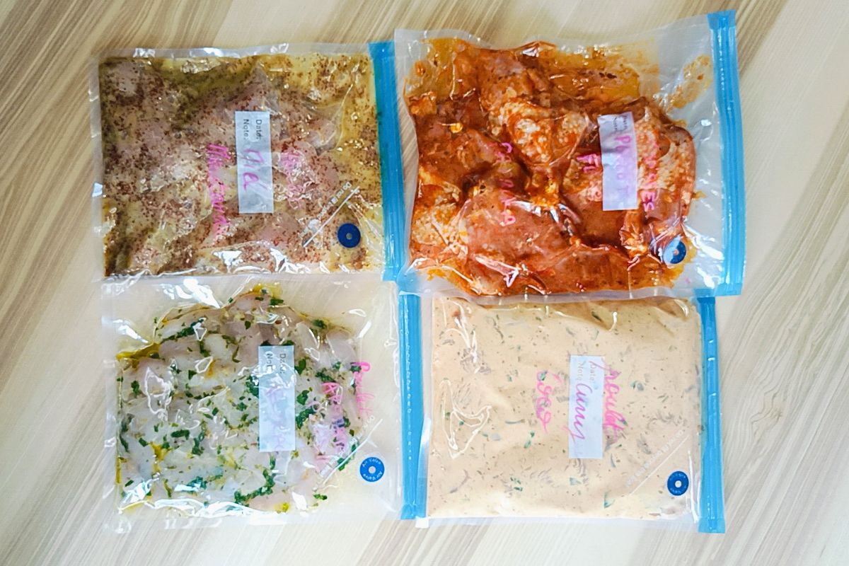 Poulet mariné à congeler avec plusieurs marinades maison (prêt à cuire)
